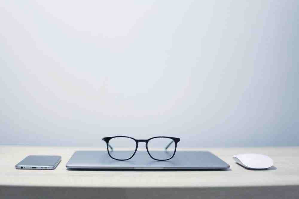 black framed eyeglasses